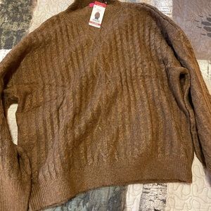 Mock neck brown sweater